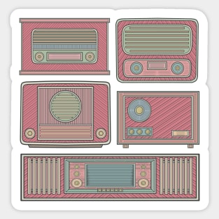 Red Classic Radio Sticker